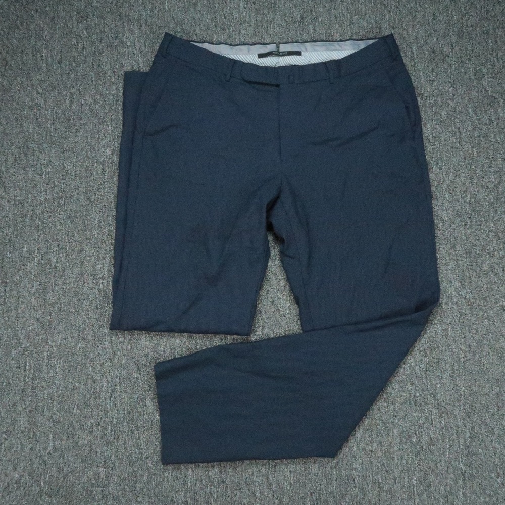 Ermenegildo Zegna Pants Mens 36x32 Blue Comfort Wool Trouser Flat Front Straight